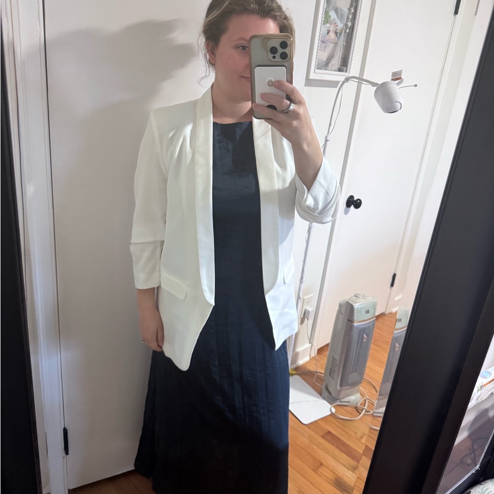 Women's White Open-Front Blazer Jacket